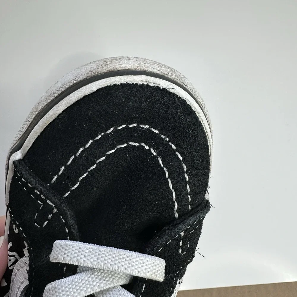 Vans Sk8-Hi Zip toddler Sz 8 Tennis shoes Black White Suede Sneakers